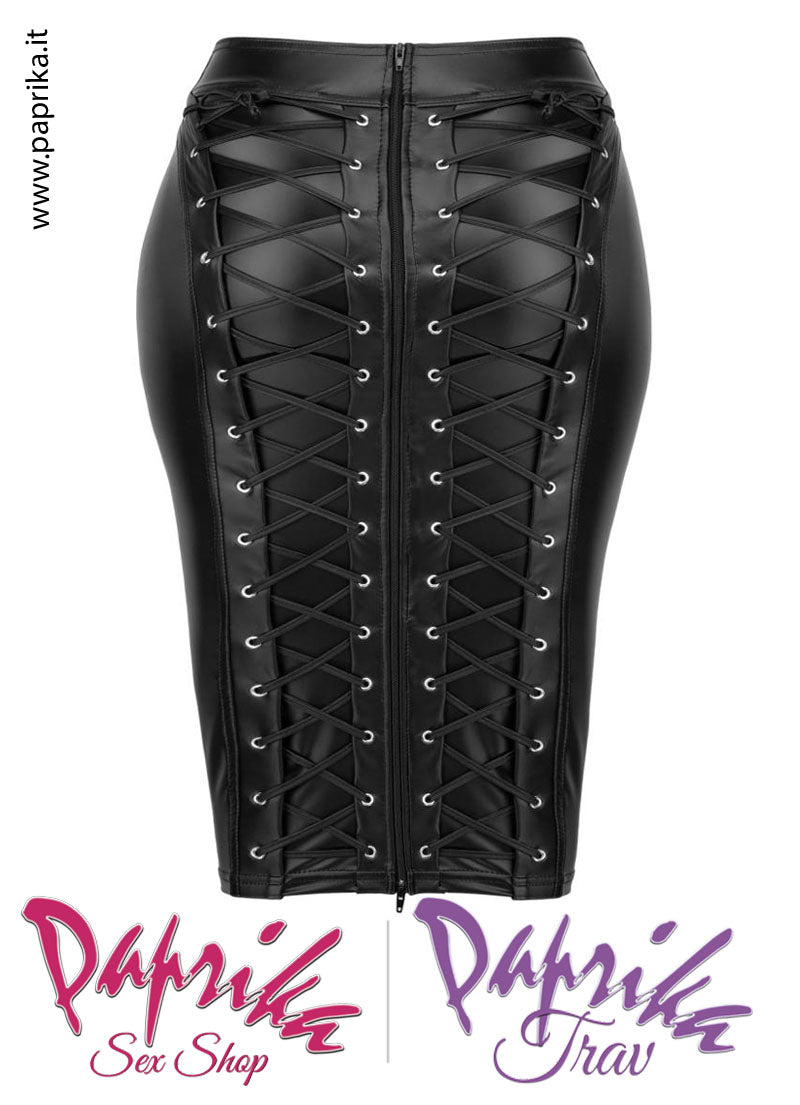 Gonna Longuette XXL Fetish Wetlook Intreccio Posteriore Cerniera 2 Vie
