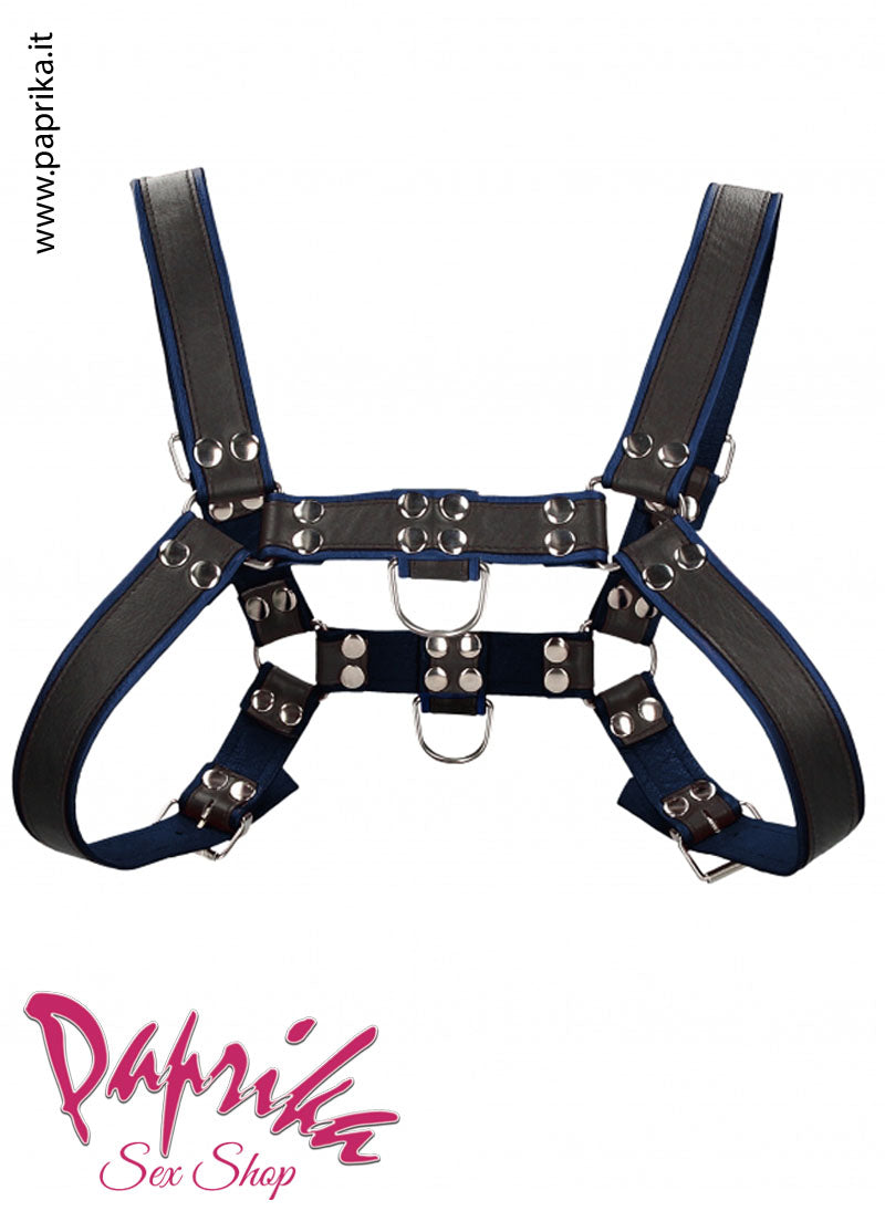 Harness Indossabile Maschile Strisce Larghe Anelli Davanti Dietro