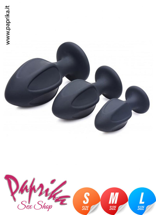 Kit Anale Unisex Tre Misure Plug Sagomati Silicone Ventosa