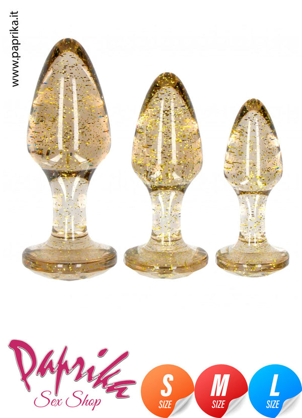 Kit Anale Unisex Tre Misure Plug Acrilico Glitter Non Vibranti