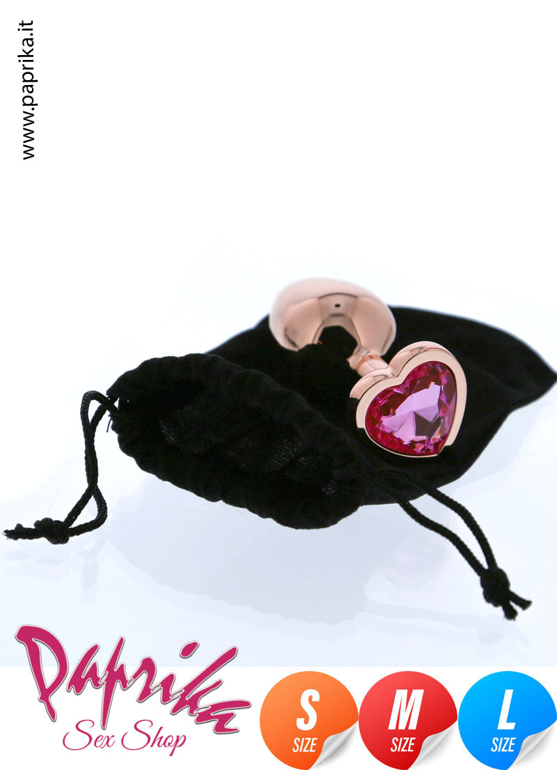 Kit Prima Volta Anale 3 Plug Rosebud Alluminio Gioiello Cuore Rosa
