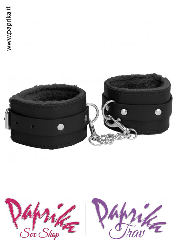 Manette Polsiere Bdsm Pelle Imbottite Fibbie Catenella Moschettoni