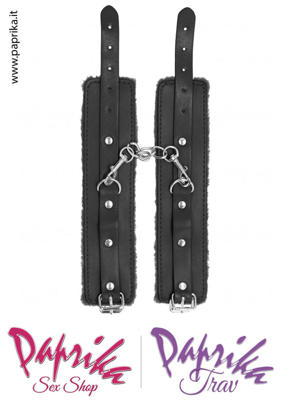 Manette Polsiere Bdsm Pelle Imbottite Fibbie Catenella Moschettoni