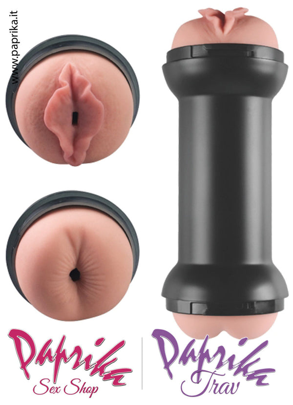 Vagina Ano Masturbatore Maschile Double Tubo 20 cm Non Vibrante