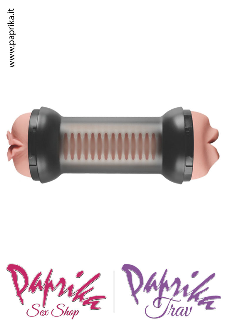 Vagina Bocca Masturbatore Maschile Double Tubo 20 cm Non Vibrante