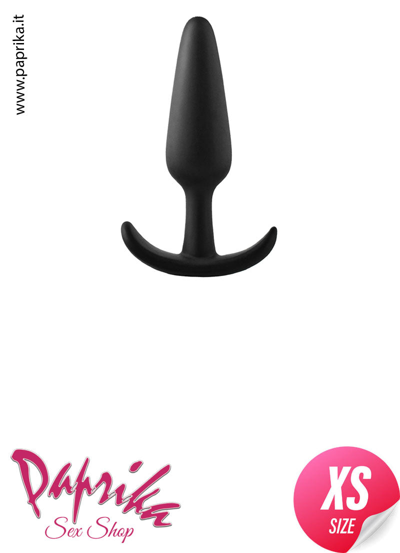 Plug Anale Unisex Silicone Nero Morbido Base Curva 3 Misure