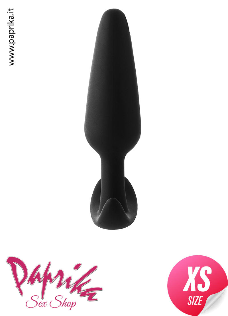 Plug Anale Unisex Silicone Nero Morbido Base Curva 3 Misure
