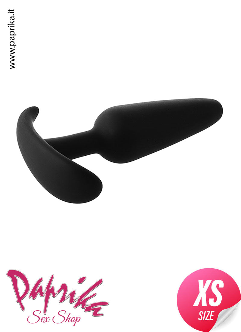 Plug Anale Unisex Silicone Nero Morbido Base Curva 3 Misure