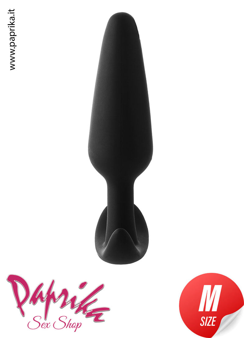 Plug Anale Unisex Silicone Nero Morbido Base Curva 3 Misure