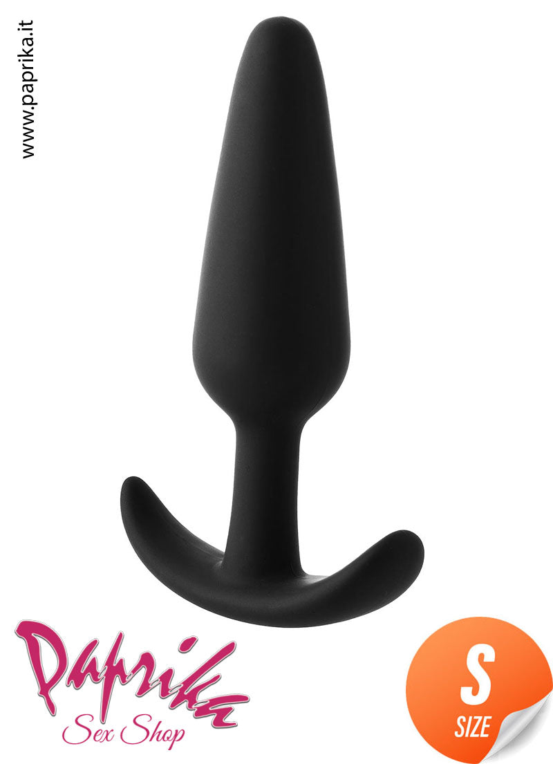 Plug Anale Unisex Silicone Nero Morbido Base Curva 3 Misure