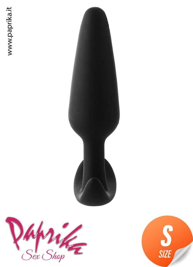 Plug Anale Unisex Silicone Nero Morbido Base Curva 3 Misure