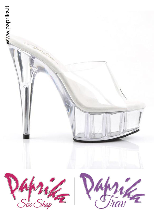Sandali Sexy Fascetta Pvc Trasparente Tacco Spillo Sottile 15.2 Zeppa 4.5