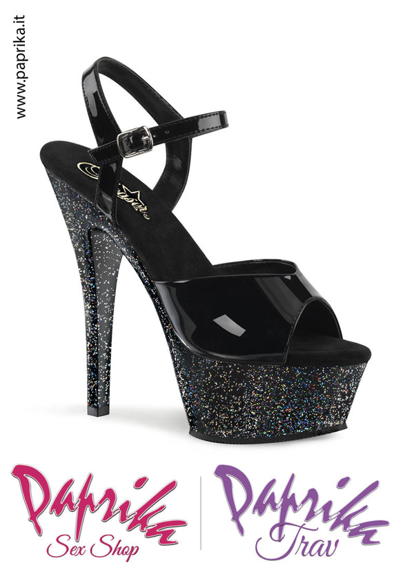 Sandali Sexy Lucido Tacco Spillo Glitter 15.2 Zeppa 4.5 Cinturino