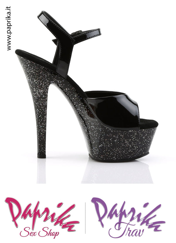 Sandali Sexy Lucido Tacco Spillo Glitter 15.2 Zeppa 4.5 Cinturino