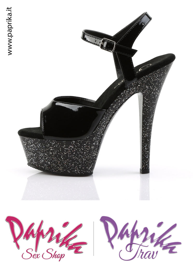 Sandali Sexy Lucido Tacco Spillo Glitter 15.2 Zeppa 4.5 Cinturino