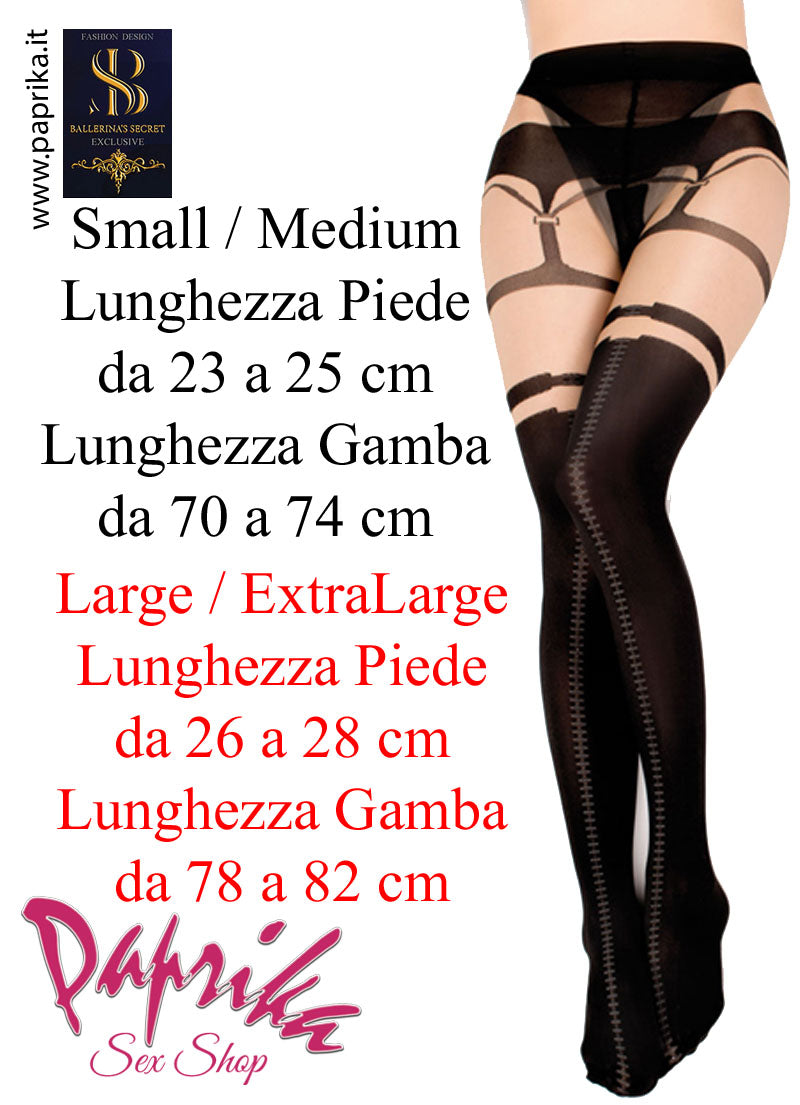 Autoreggenti Sexy Velate Nere Riga Posteriore Disegni Lurex 20 Denari