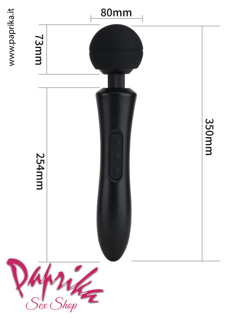 Vibratore Magic Wand 35 cm Abs Testa Silicone Flessibile 8 x 20 Funzioni