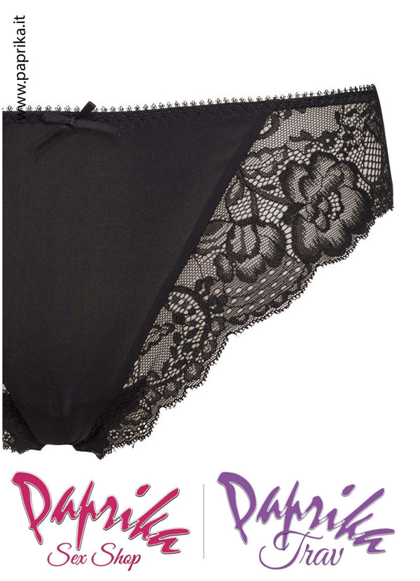 Perizoma Slip Chiuso Raso Davanti Pizzo Trasparente Dietro e Lati