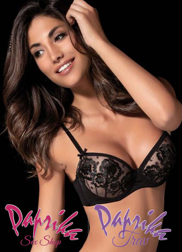 Reggiseno Nudo Pizzo Nero Non Imbottito Coprente Spalline Medie